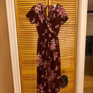 Floral Maroon Dress/Romper | Francesca’s